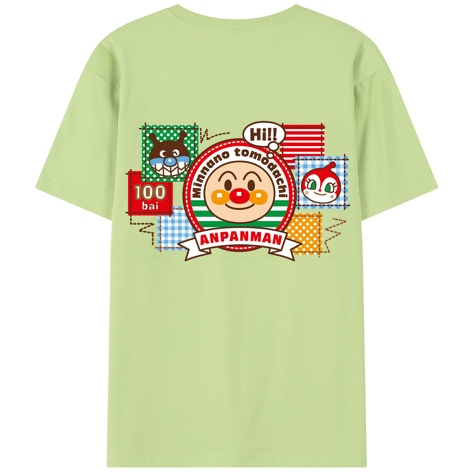 （画像用） アンパンマン Anpanman 綿100％半袖Tシャツ（背面プリント）